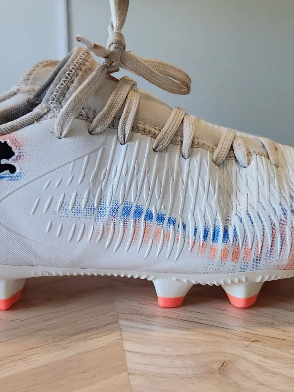 Puma Future Match FG/AG Soccer Cleats White Coral Blue Men's Size 8